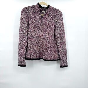 Vintage Christopher & Bank Sweater Zip Knit Purple White Black Size S